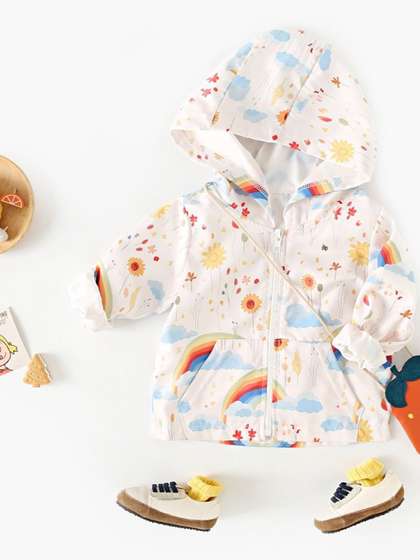 LULU & SKY Girls Printed Hooded Jacket