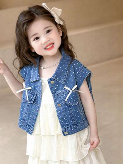 LULU & SKY Girls Printed Denim Jacket