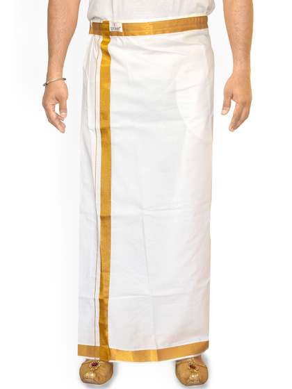 TUNI MANI Men Solid
                        Adjustable Welcro with Side Pocket Cotton Dhoti