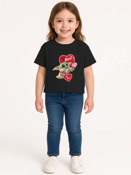 YK Disney Girls Printed
                    Pure Cotton Boxy T-shirt