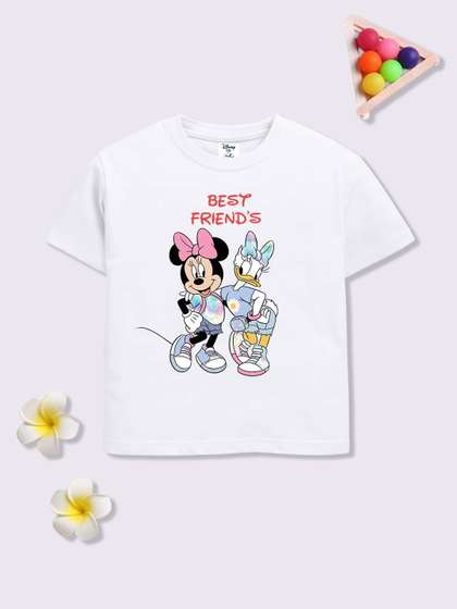 YK Disney Girls Donald
                    Duck & Minnie Printed T-Shirt