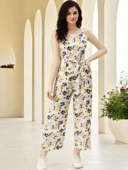 SZN Women Floral
                        Printed Shoulder Straps Basic Jumpsuit