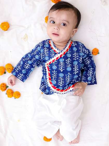 BownBee Boys Ethnic
                      Motifs Printed Cotton Kurta with pyjama