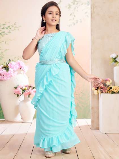 Sangria Girls Sea
                      Green Embellished Blouse Silk Georgette Lehenga
                      Choli