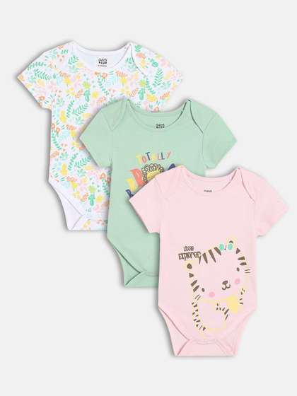 MINI KLUB Girls Pack Of
                    3 Printed Pure Cotton Bodysuits