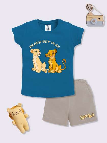 YK Disney Girls Cotton
                    Printed T-shirt with Shorts