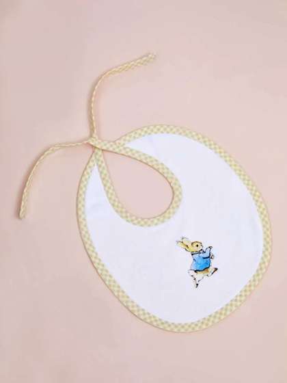 THE BABY TRUNK Infant
                    Organic Cotton Peter Rabbit Yellow Bib