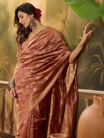 Sangria Peach
                          Woven Design Silk Blend Sarees