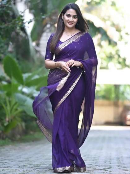 all about you Woven
                        Design Border Pure Chiffon Saree