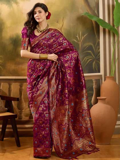 Sangria Magenta
                        Woven Design Silk Blend Sarees