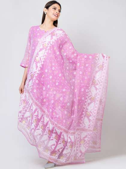 Durga Handloom
                        Jamdani Woven Design Zari Pure Cotton Unstitched
                        Kurti with Dupatta Dress Material