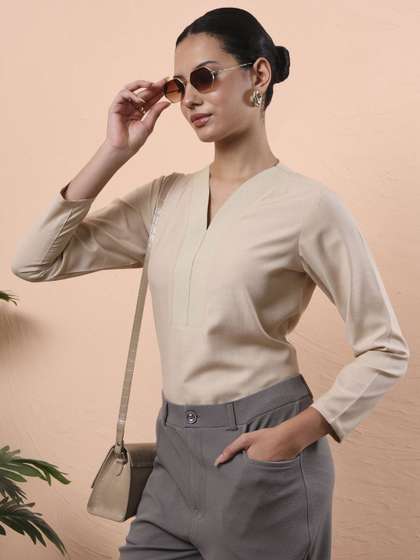 FITHUB Women Linen Formal Top