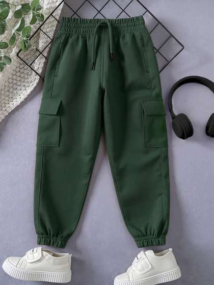 YK X Trampoline Kids
                    Relaxed Fit Cotton Mid-Rise Cargo Joggers