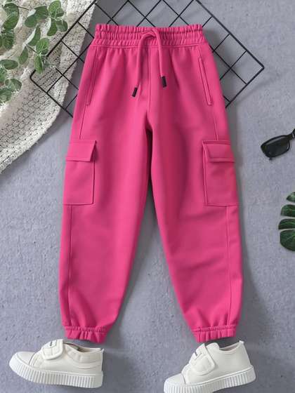 YK X Trampoline Kids
                    Relaxed Fit Cotton Mid-Rise Cargo Joggers