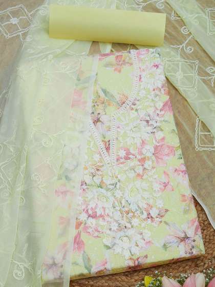 Soch Floral Printed
                      Thread Work Cotton Unstitched Dress Material