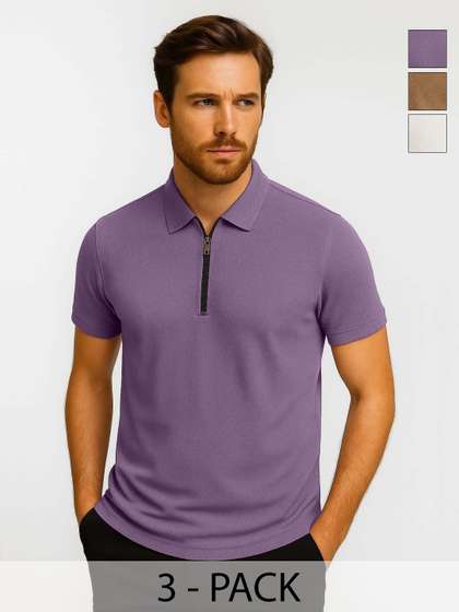 Organic Chics Men Pack of 3 Solid T-shirts