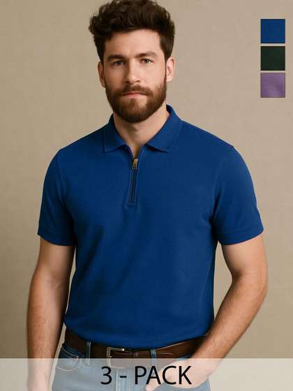 Organic Chics Men Pack of 3 Solid T-shirts