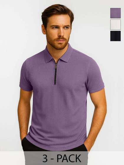 Organic Chics Men Pack of 3 Solid T-shirts