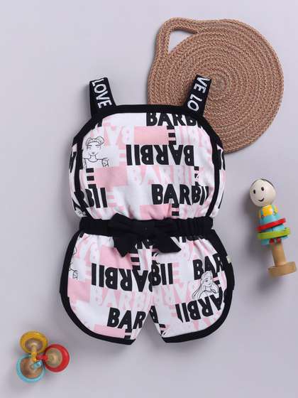 Moms Love Infant Girls
                      Smiley Printed Cotton Rompers
