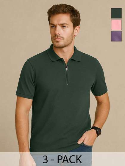 Organic Chics Men Pack of 3 Solid T-shirts