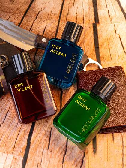 BRIT ACCENT Set Of 3 Men
                    Believe, Conquer, Dominate Long-Lasting Eau De
                    Parfum-50 ml Each