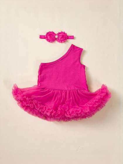 Hopscotch One Shoulder Balloon Dress