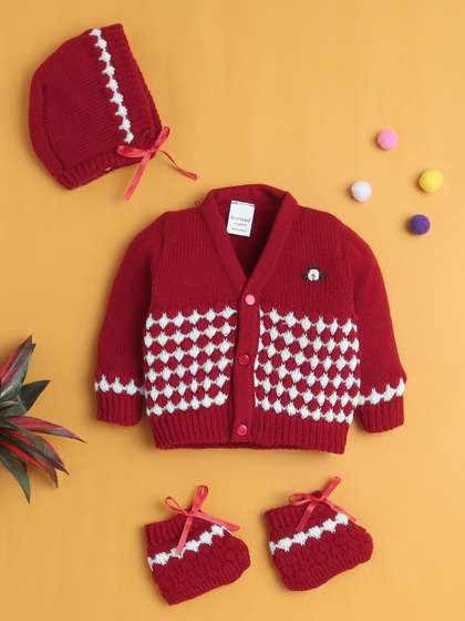 BUMZEE Infant Boys
                      Self Design 3-Pcs Sweater With Cap & Socks
                      Baby Apparel Gift Set