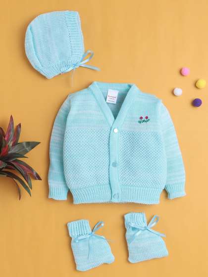 BUMZEE Infant Boys 3-Pcs
                    Pure Cotton Sweater With Cap & Socks Baby
                    Apparel Gift Set