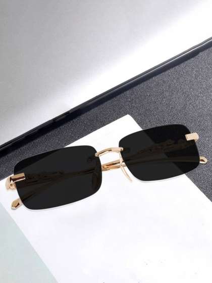 SPADEACES Kids Rectangle
                    Sunglasses with UV Protected kARAN GOLD BLACK