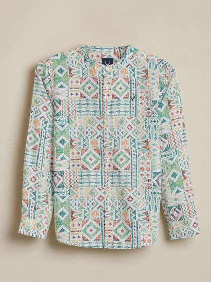 Allen Solly Junior
                        Boys Geometric Printed Band Collar Pure Cotton
                        Casual Shirt