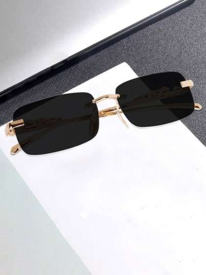 SPADEACES Kids Black
                      Lens & Gold-Toned Rectangle Sunglasses with UV
                      Protected Lens