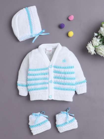 BUMZEE Infant Boys
                      Striped 3-Pcs Sweater With Cap & Socks Baby
                      Apparel Gift Set