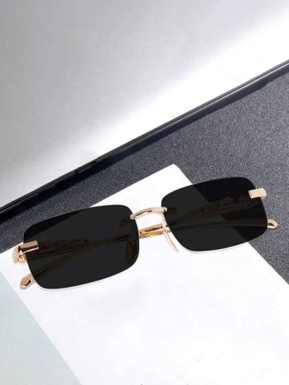 SPADEACES Kids Rectangle
                    UV Protected Lens Sunglasses Karan Gold Black -97