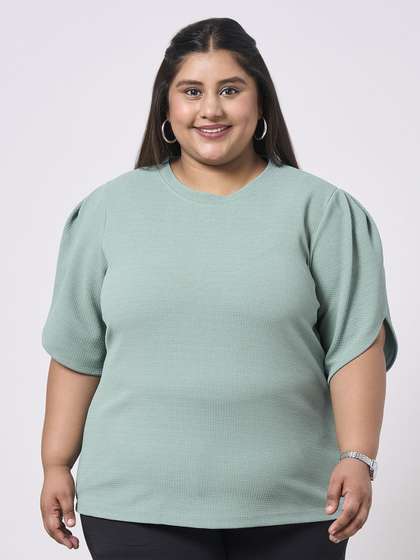 Style Quotient Plus
                        Size Women Self Design Round Neck Slit Sleeve
                        Top
