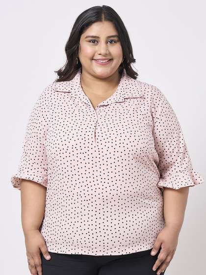 Style Quotient Plus
                        Size Women Polka Dot Printed Bell Sleeve Top
