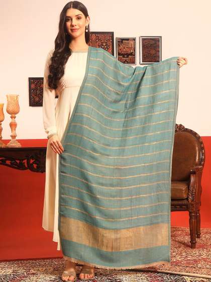 Pashmoda Striped
                          Woven Design Reversible Gulzarim Shawl