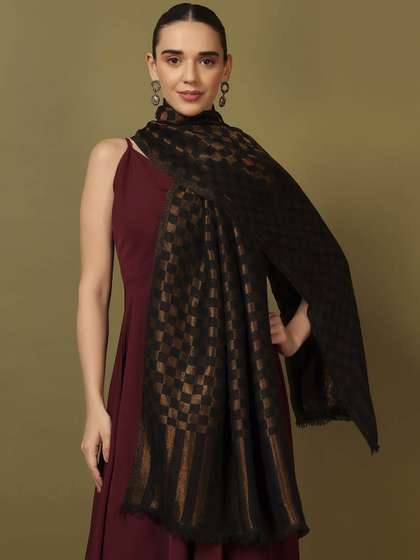 Pashmoda Checked
                        Woven Design Shawl