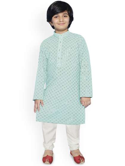 SG YUVRAJ Boys Ethnic
                    Motifs Embroidered Mandarin Collar Sequinned Kurta
                    with Pyjamas