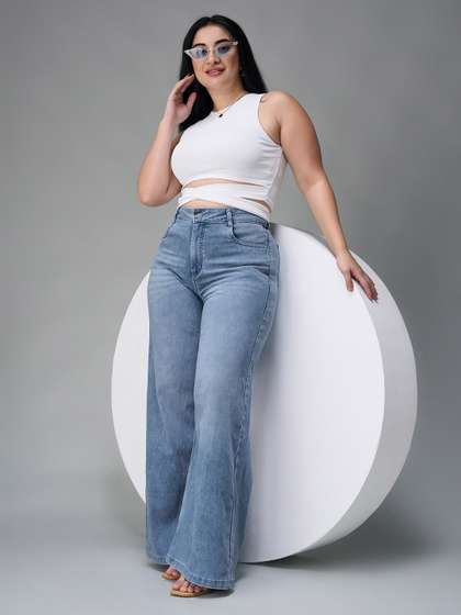 Miss Chase A+ Women
                        Plus Size Wide Leg High-Rise Light Fade
                        Stretchable Jeans