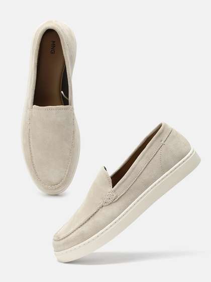 MANGO MAN Solid
                          Suede Loafers
