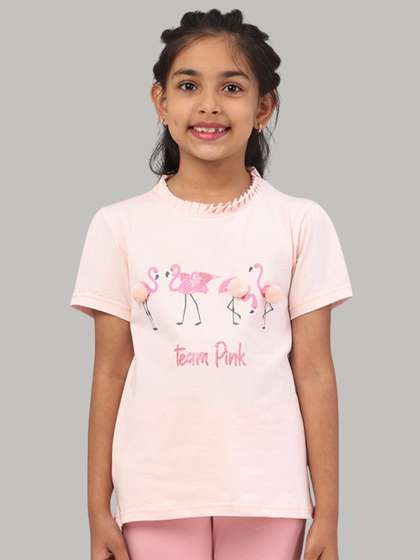 PILOLO Girls Graphic
                      Printed Round Neck Cotton T-shirt