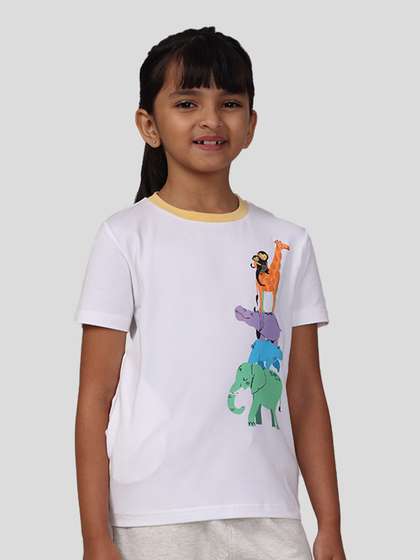 PILOLO Girls Graphic
                    Printed Round Neck Cotton T-shirt