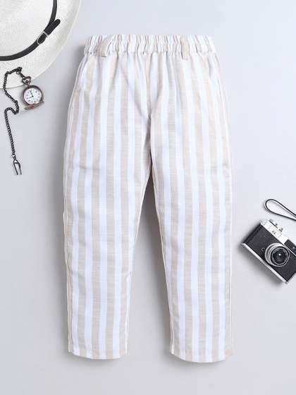 BAATCHEET Boys Striped
                    Pure Cotton Trousers