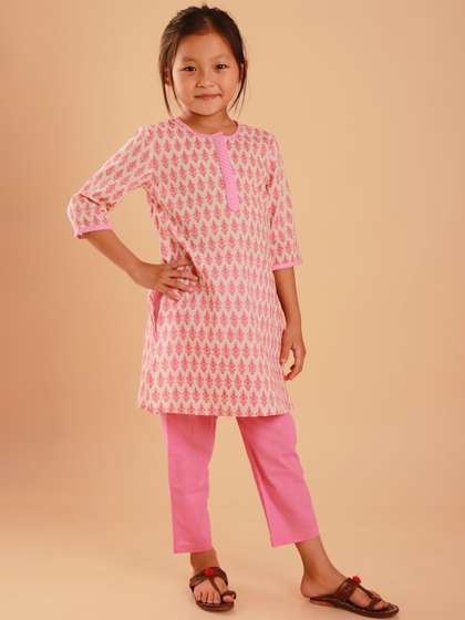 Sangria Printed Pure
                    Cotton Round Neck Kurta & Trousers