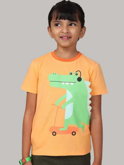 PILOLO Girls Graphic
                    Printed Round Neck Cotton T-shirt