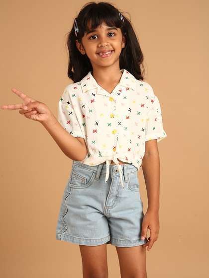PILOLO Girls Denim Regular Fit Shorts