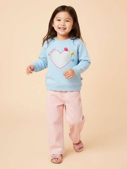 Nautinati Girls' Heart
                    Print Christmas Sweatshirts