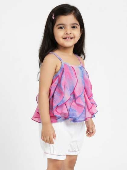 Nauti Nati Baby Girls
                    Printed Ruffled Top with Shorts Co-ord Set