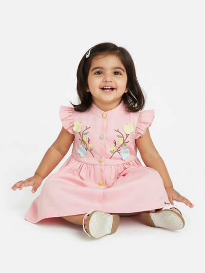 Nauti Nati Infants Girls
                    Floral Embroidered A-Line Dress