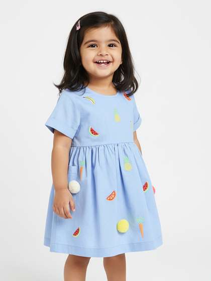 Nauti Nati Baby Girls
                      Embroidered Double-Pocket Fit & Flare Dress